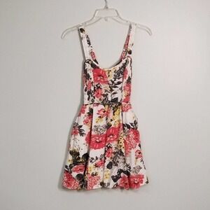 Urban Outfitters Kimchi Floral Stretch Pleated Fit & Flare Mini Dress Blue XS